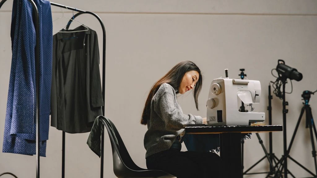 Lia Almeida, an independent UI designer, photographed in her Lisbon studio.
